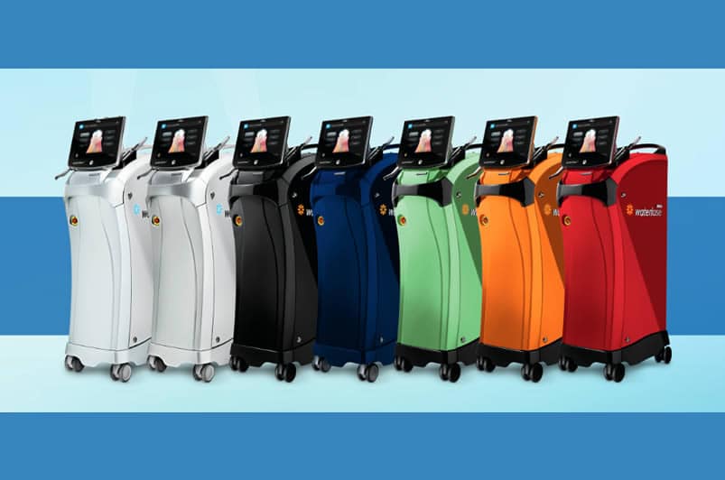 An image of the BIOLASE dental laser machine in various different colors.