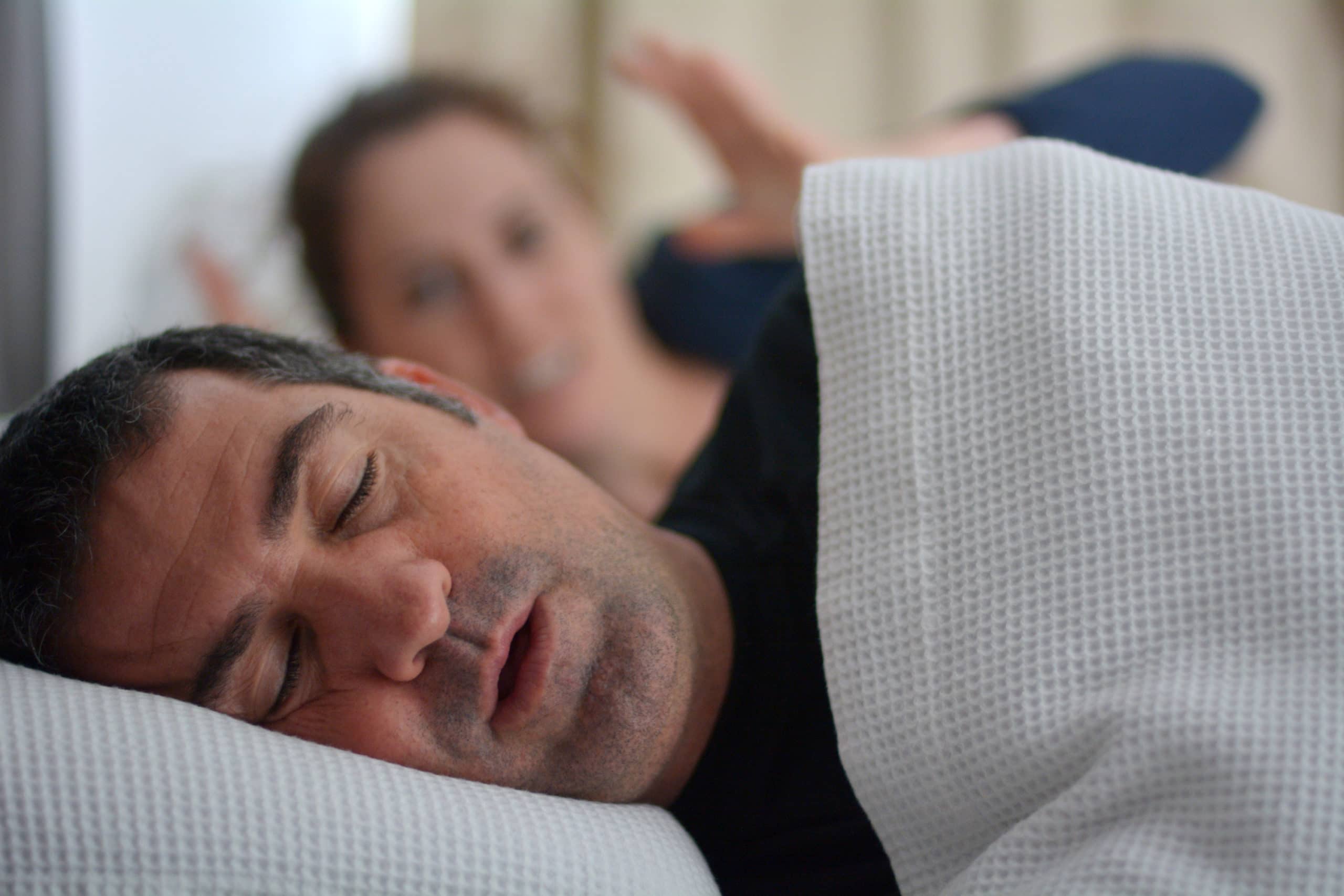 Man Snoring from sleep apnea